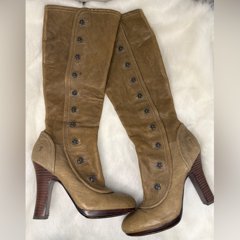 Beige Frye Matilda Button Boot